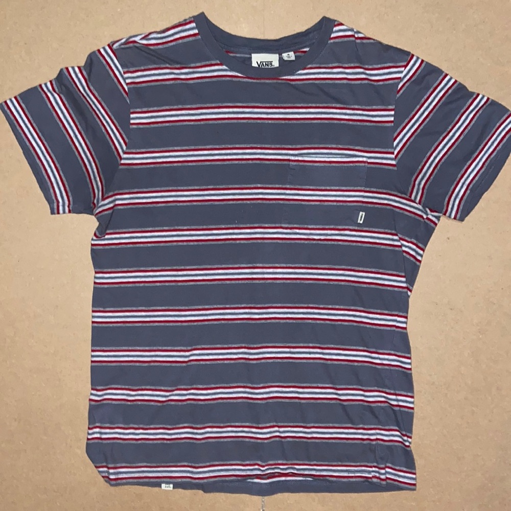 Gray Vans Striped T-shirt Mens Medium